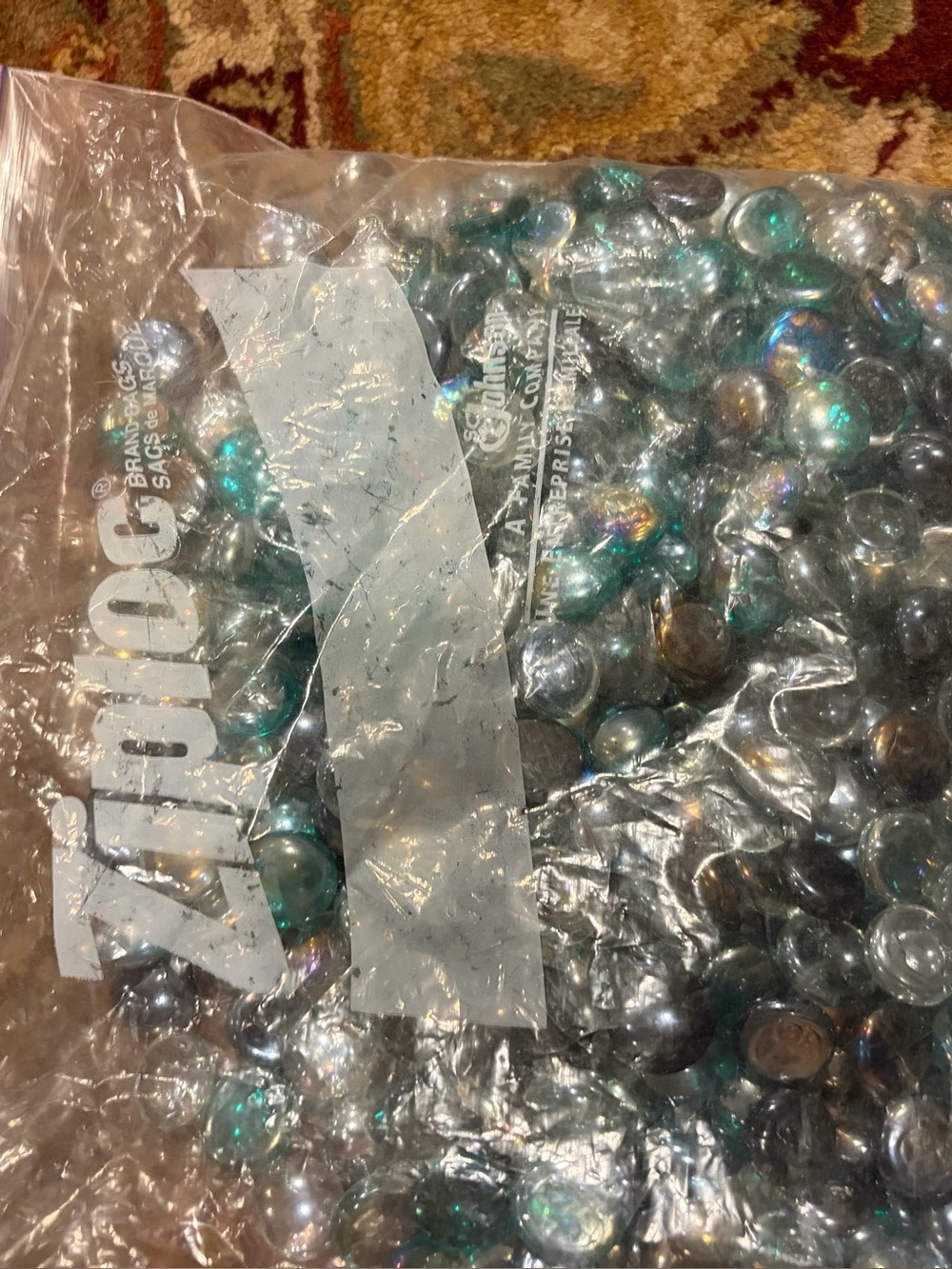 Large Bag of Iridescent glass gems Different Colors